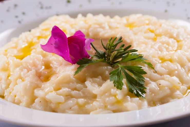 risotto con fiore in un piatto